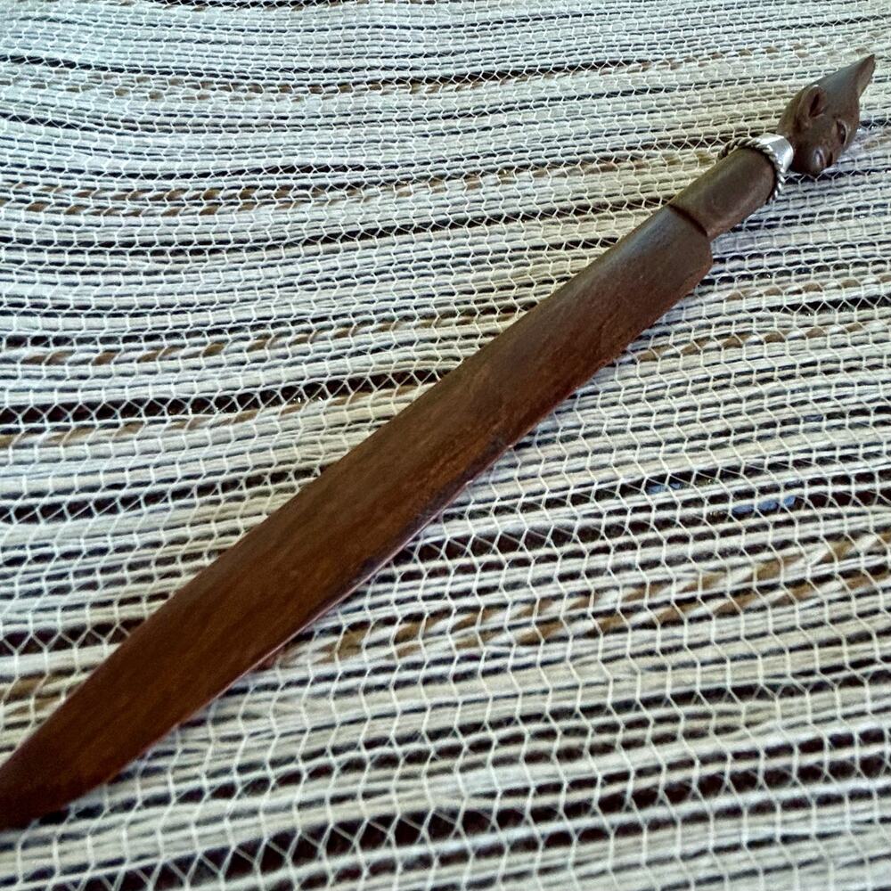 Vintage African Hand Carved Wooden Tribal Aboriginal Letter Opener 8.25"